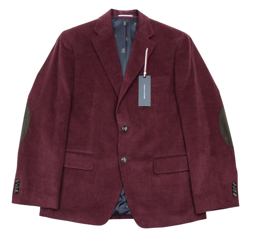 Tommy Hilfiger Sport Coat 40 S Mens Modern Fit Burgundy Corduroy Blazer Jacket